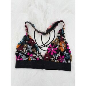 Victoria's Secret PINK Bralette Womens XS Multicolor Floral Lace Strappy Back